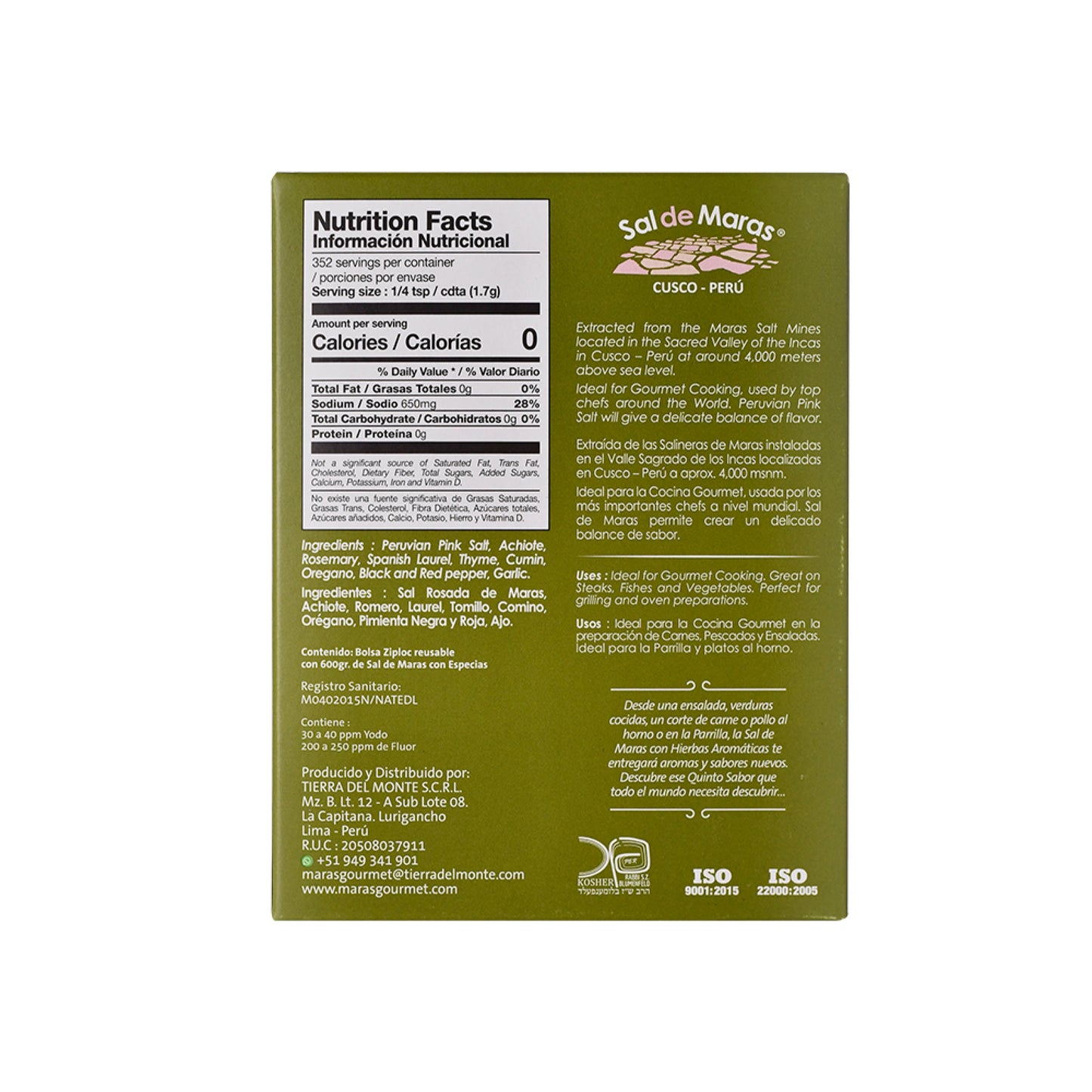 Peruvian Pink Salt & Herb Blend Carton Box 21 oz – Gourmet Seasoning Spring Salt from Sacred Valley Peru