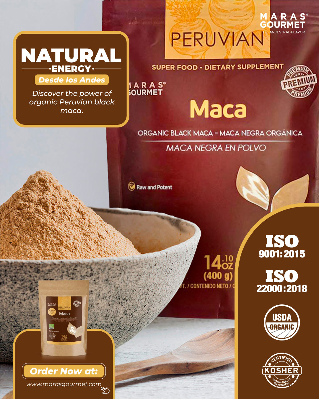 Peruvian Maca Gelatinized Powder - Bag 7.0 oz