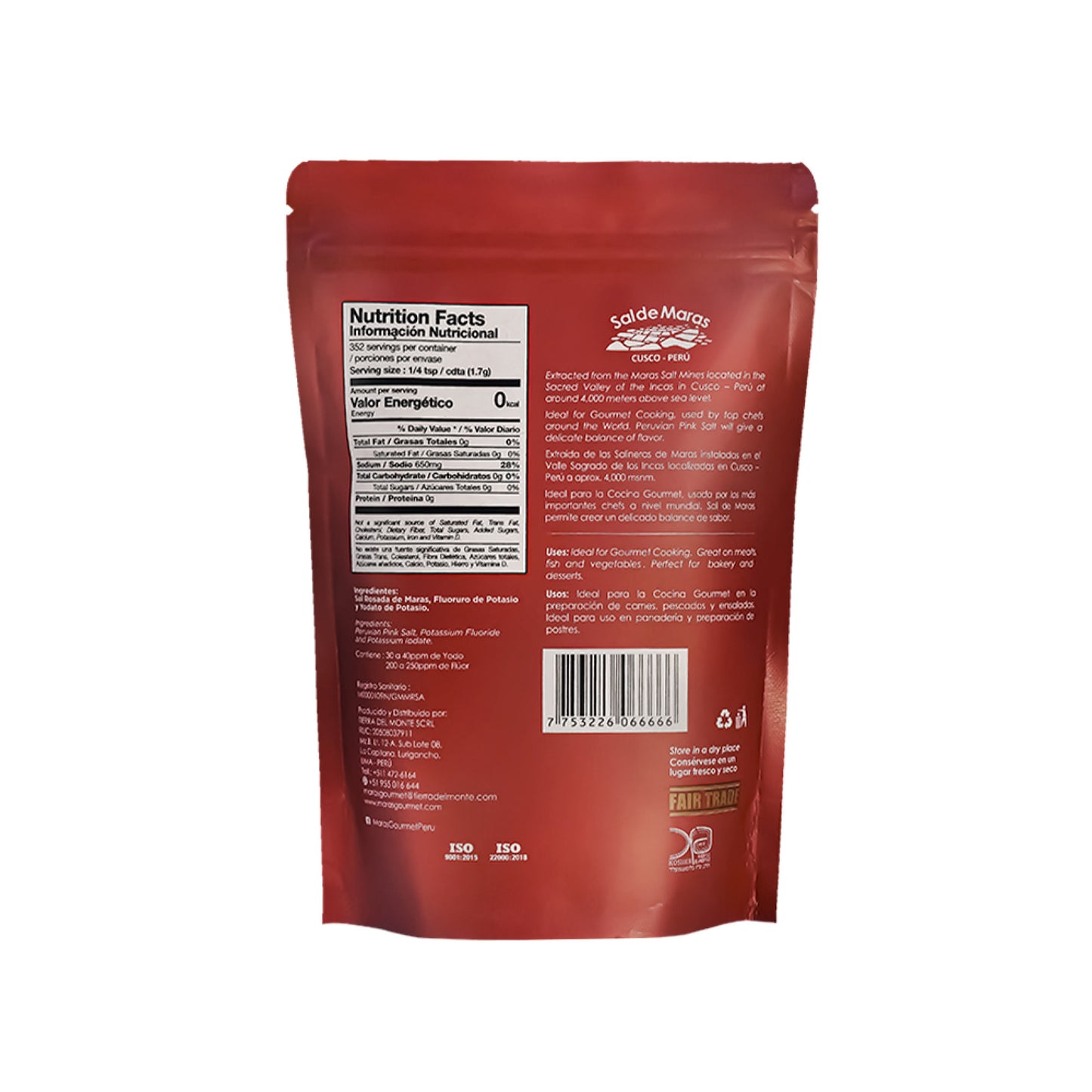 Peruvian Pink Salt Fine Grain Bag 21 oz – Gourmet Mineral Kitchen Spring Salt from Sacred Valley Peru