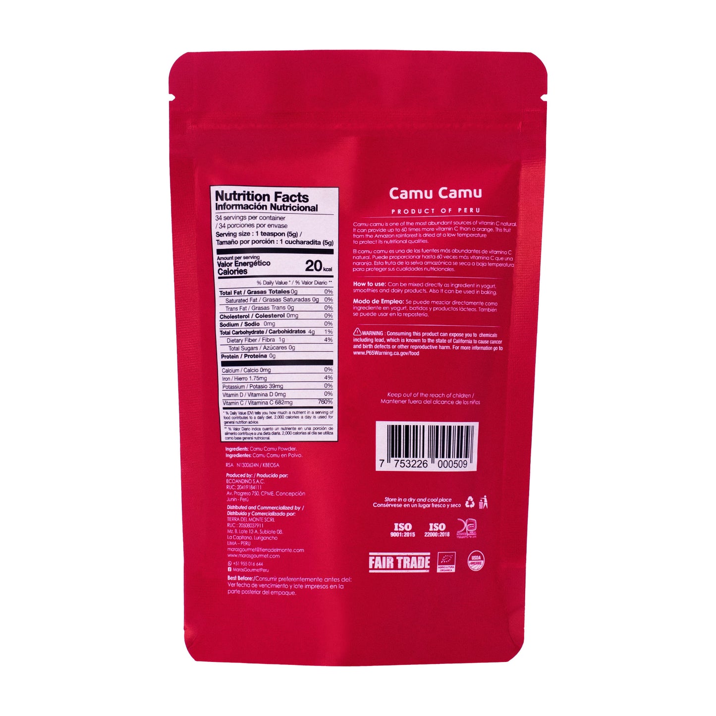 Organic Camu Camu Powder - Paper Bag 6.0 oz