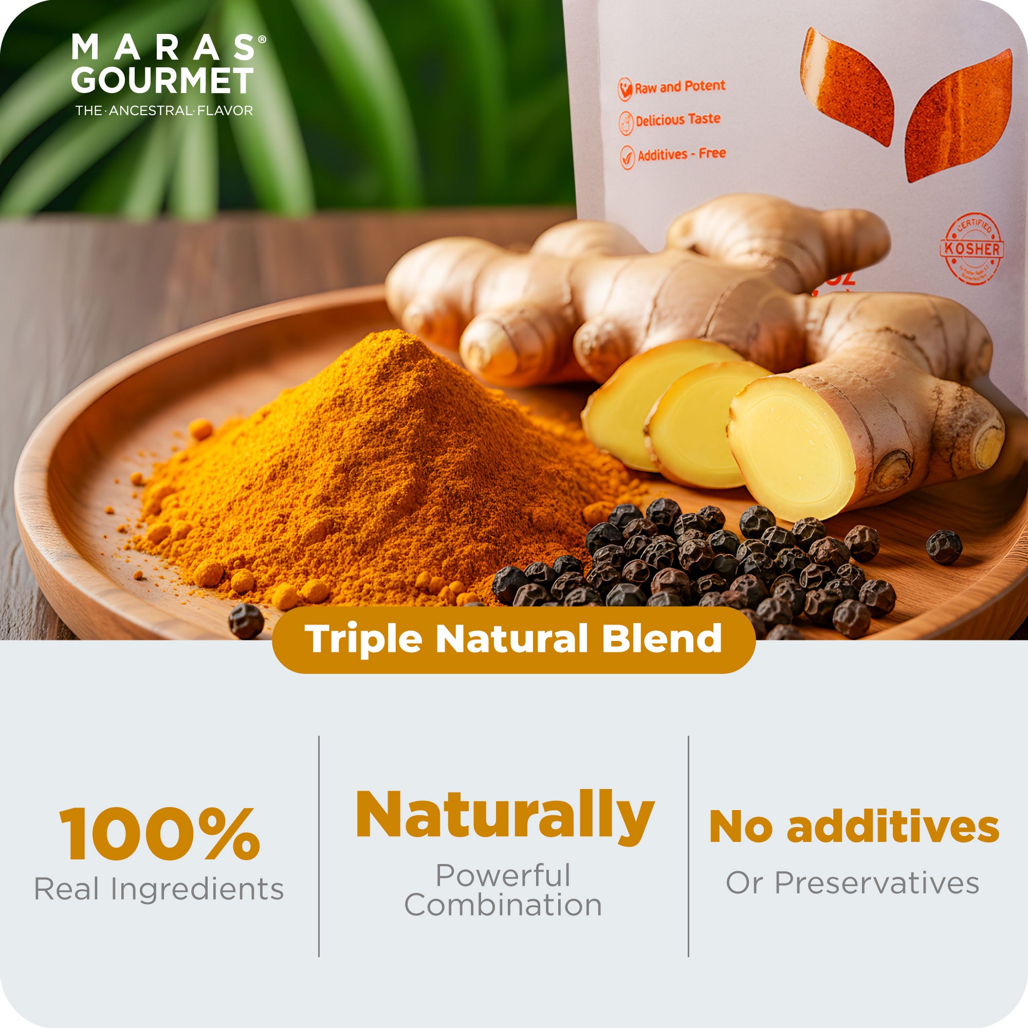 Kosher Turmeric Ginger Black Pepper Powder Blend 8 oz | Peruvian