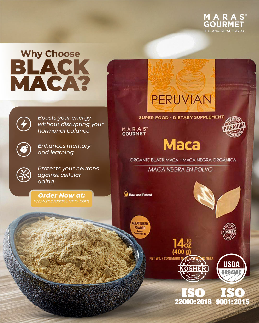Peruvian Maca Gelatinized Powder - Bag 7.0 oz