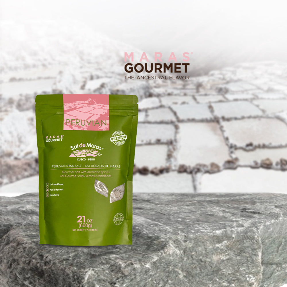 Peruvian Pink Salt & Herb Blend Bag 8.8 oz – Gourmet Seasoning Spring Salt from Sacred Valley Peru
